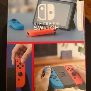 Nintendo Switch Console with Neon Red and Blue Joy-Con